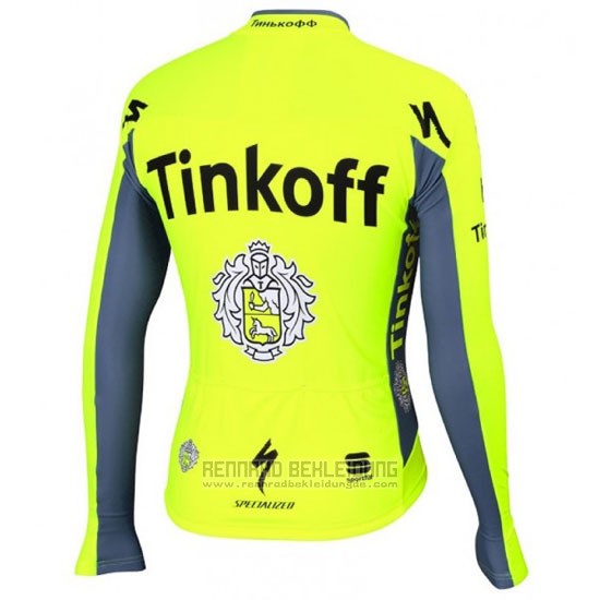 2016 Fahrradbekleidung Tinkoff Grun und Grau Trikot Langarm und Tragerhose